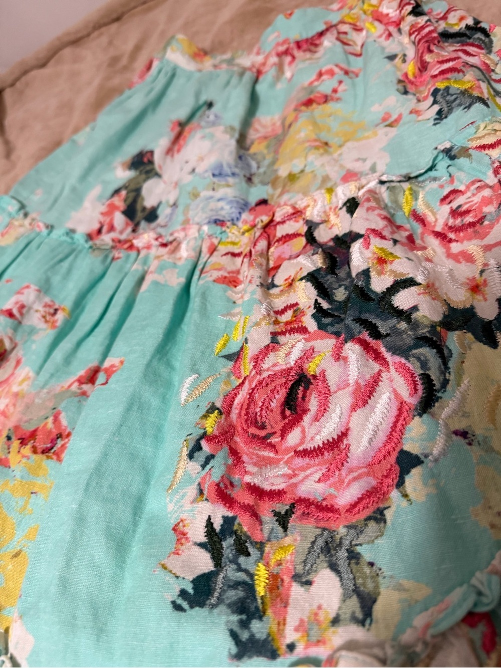 Hemant & Nandita Sage Floral Midi Skirt Embroidered Women’s Medium - Picture 6 of 8